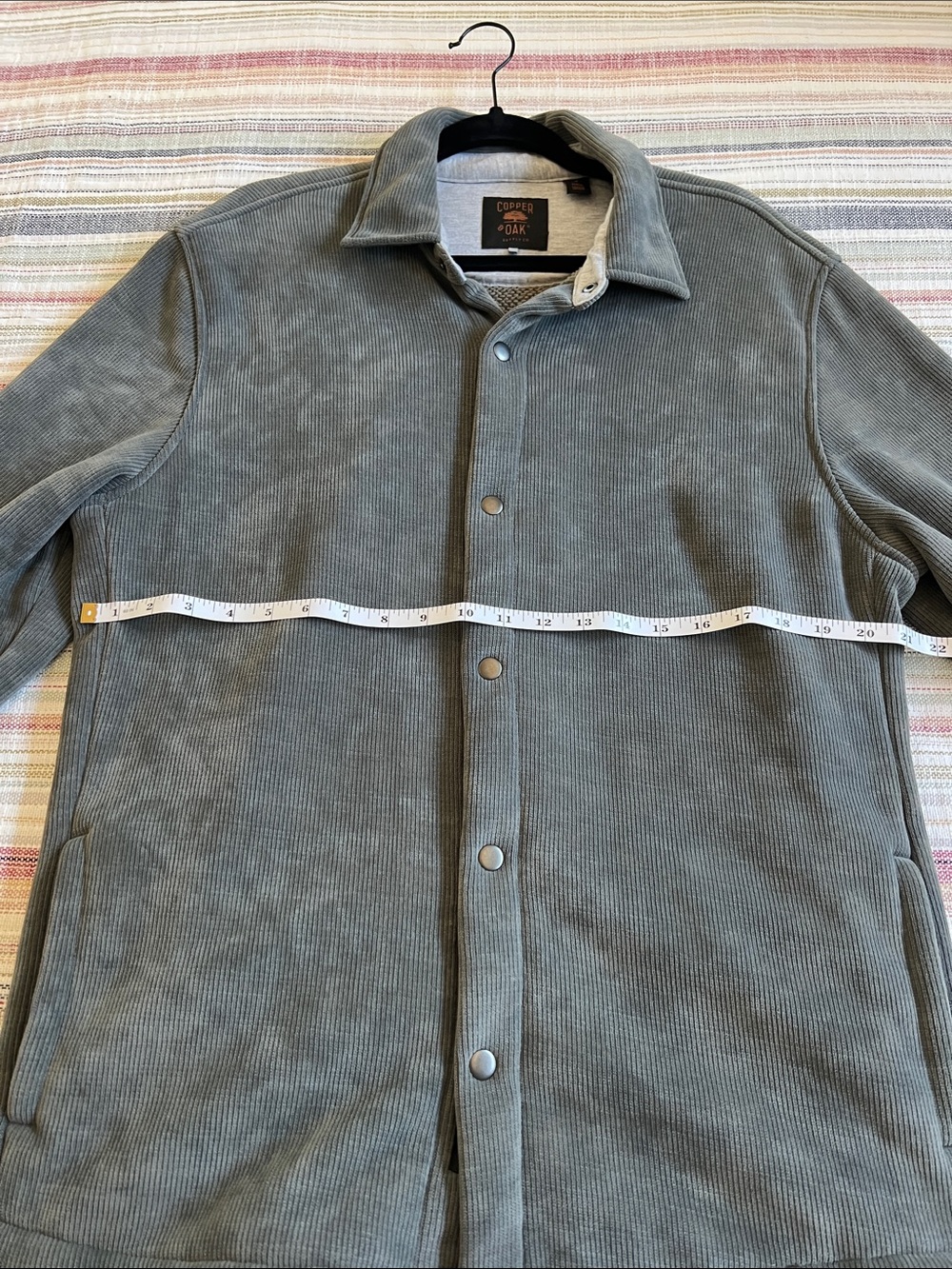 Copper Oak Men's Slate Gray Corduroy Snap-Front Jacket Medium - Picture 8 of 10